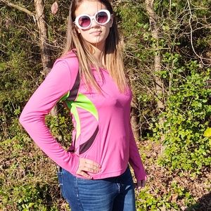 FILA Long Sleeve Pink Activewear Top Med